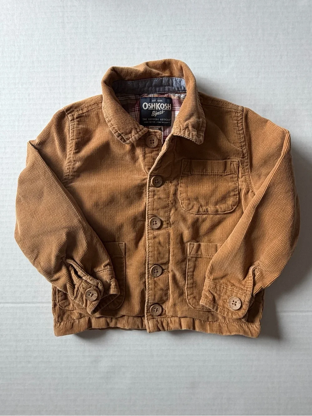 OshKosh B’gosh Boys 3T Tan Corduroy Chore Jacket Lined